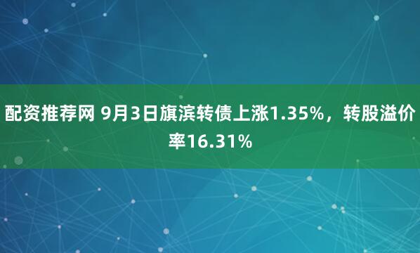 配资推荐网 9月3日旗滨转债上涨1.35%，转股溢价率16.31%
